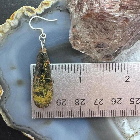 Sterling Silver Teardrop Black Mizone Slab Dangle Earrings For Women #240 - Picture 9 of 10